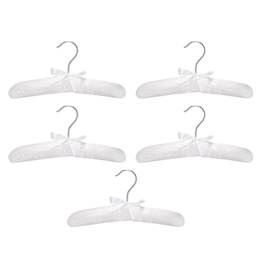 5pcs Luxury Satin-padded Children's Clothes Kids' Cloth Hook Hanger Wardrobe Organiser--white