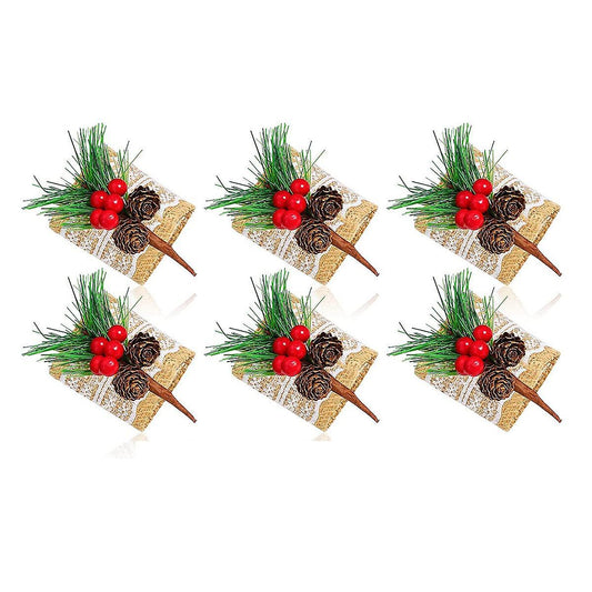6pcs Christmas Napkin Rings Burlap Napkin Holders,for Wedding