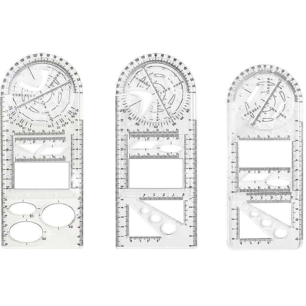 4pcs Multifunctional Geometric Drawing Ruler Measuring Draft Rulers