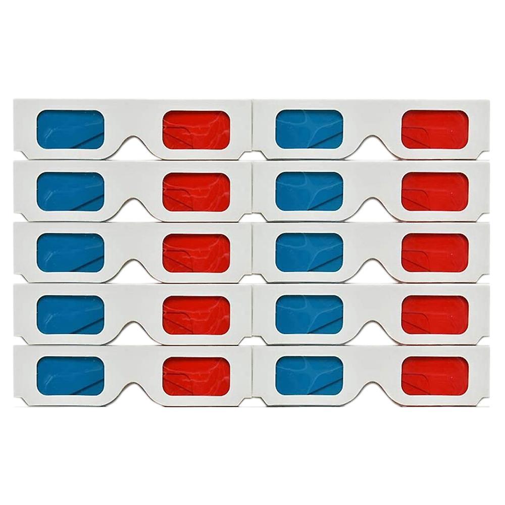 Gafas 3d,10 Pares Lentes Estreo Papel Rojo Y Azul Para Pelculas Set
