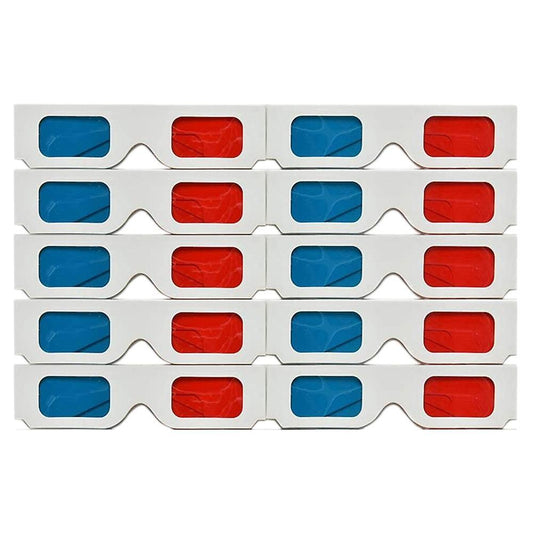 Gafas 3d,10 Pares Lentes Estreo Papel Rojo Y Azul Para Pelculas Set