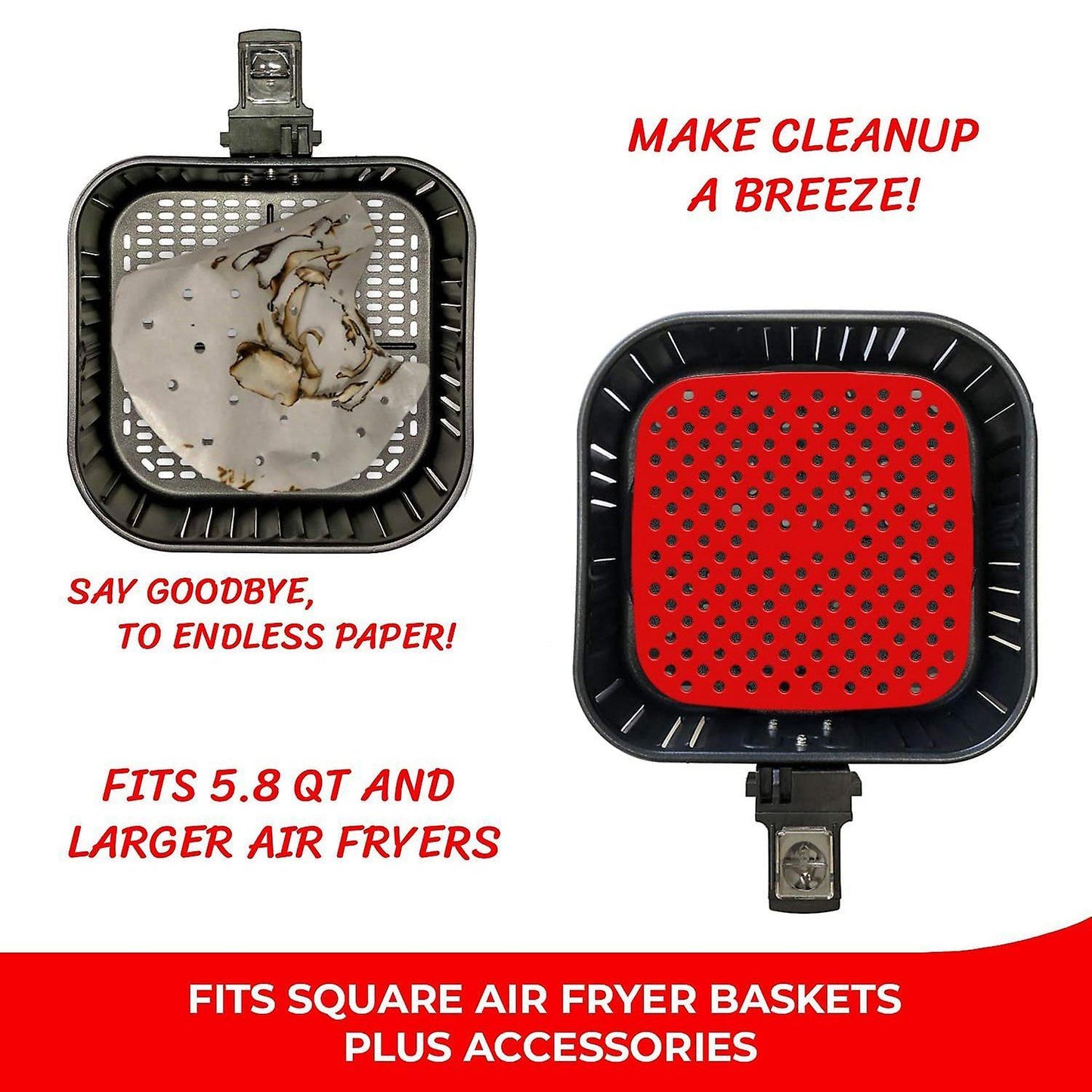 2 Pack Air Fryer Liners, Silicone Air Fryer Basket Mats,8.5 Inch