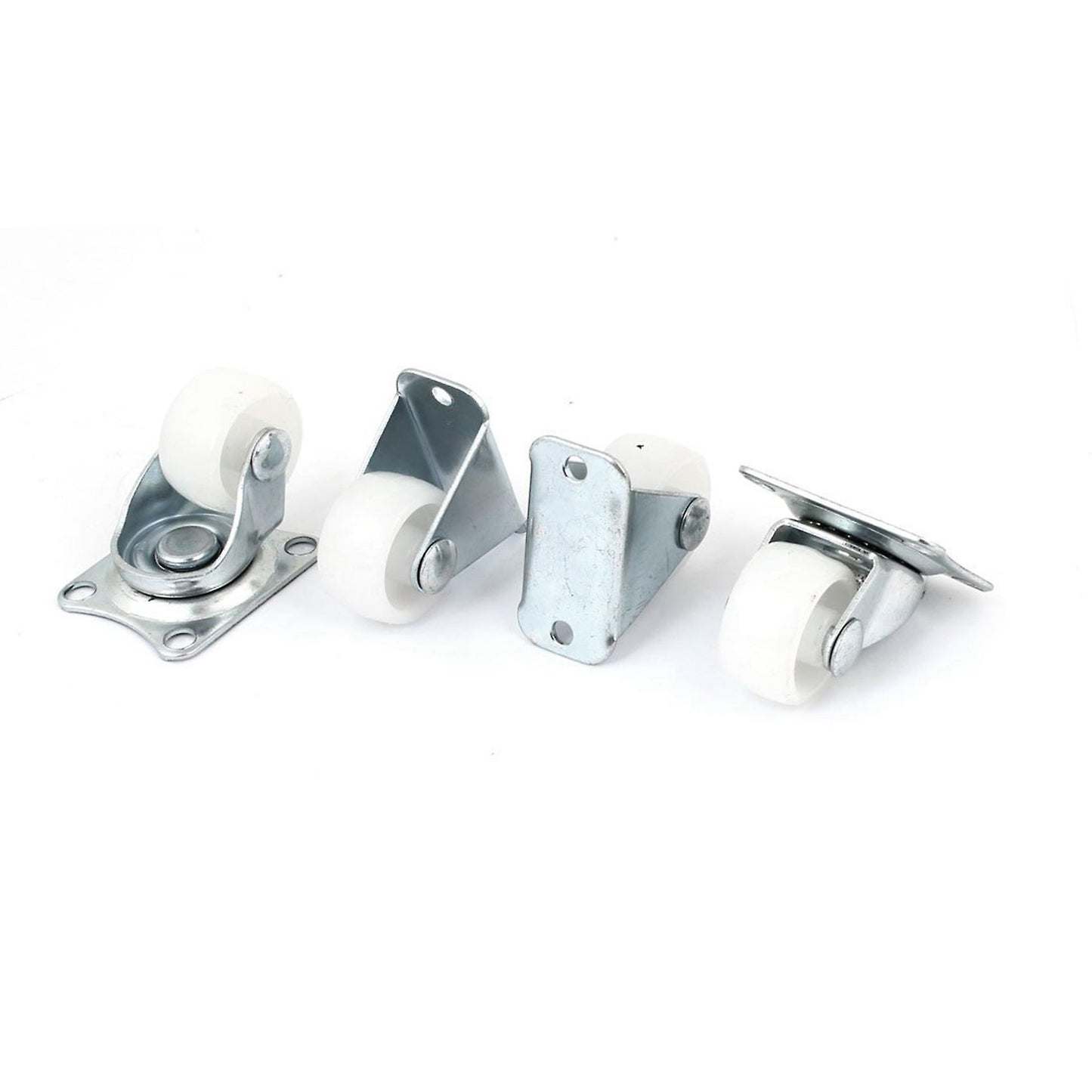 4pcs 1 Inch Plastic Wheel Rectangle Top Plate Fixed Swivel Caster Set