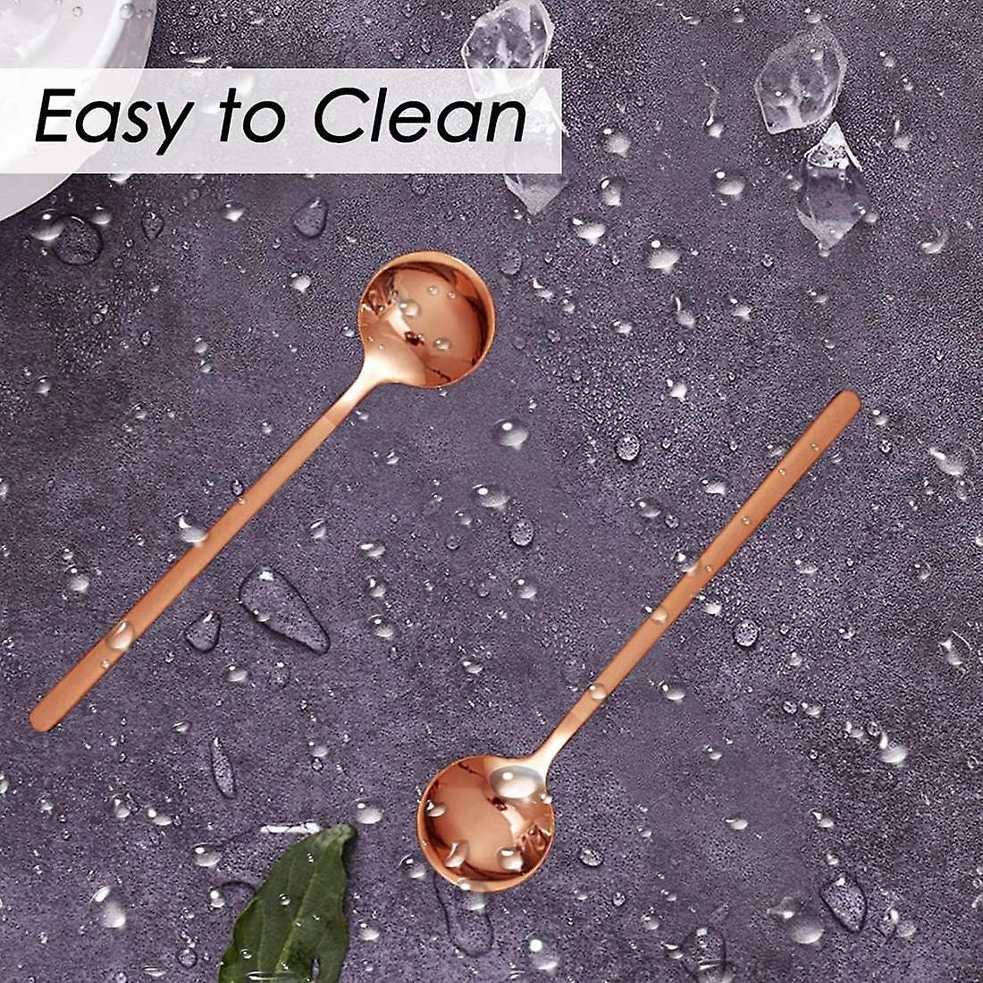 8pcs Rose Gold Plated Stainless Steel Espresso Spoons, Mini Teaspoons