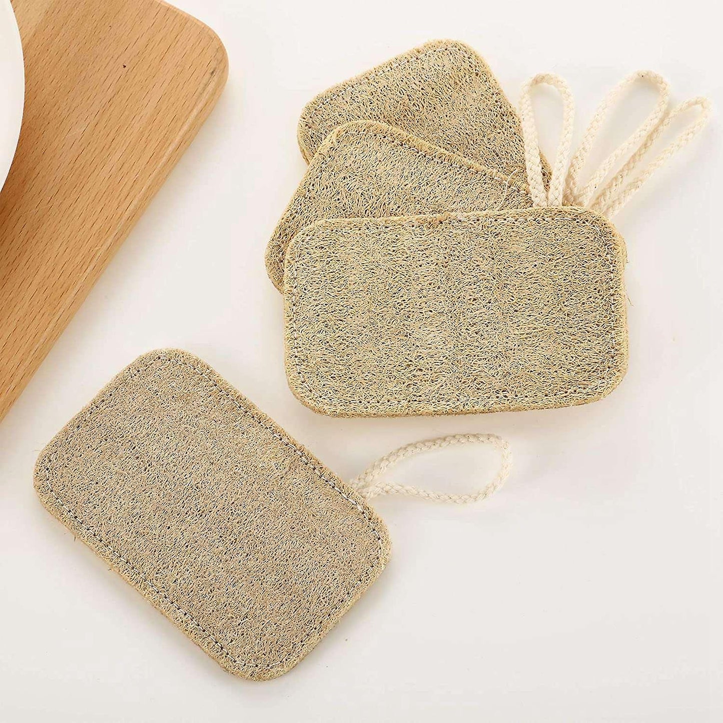 4 Pcs Dishwashing Scrub Kitchen Loofah Sponge Scourer, No Bleaching