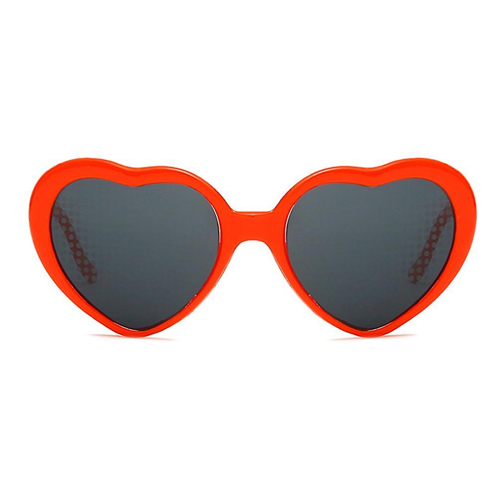 Heart Shape Light Sunglasses for Women Girls Kids Party (red)