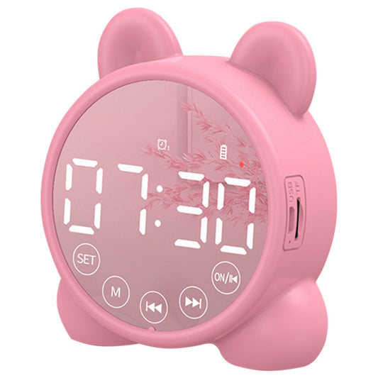 Kids Alarm Clock Bluetooth Speaker Bedside Alarm Clock,pink