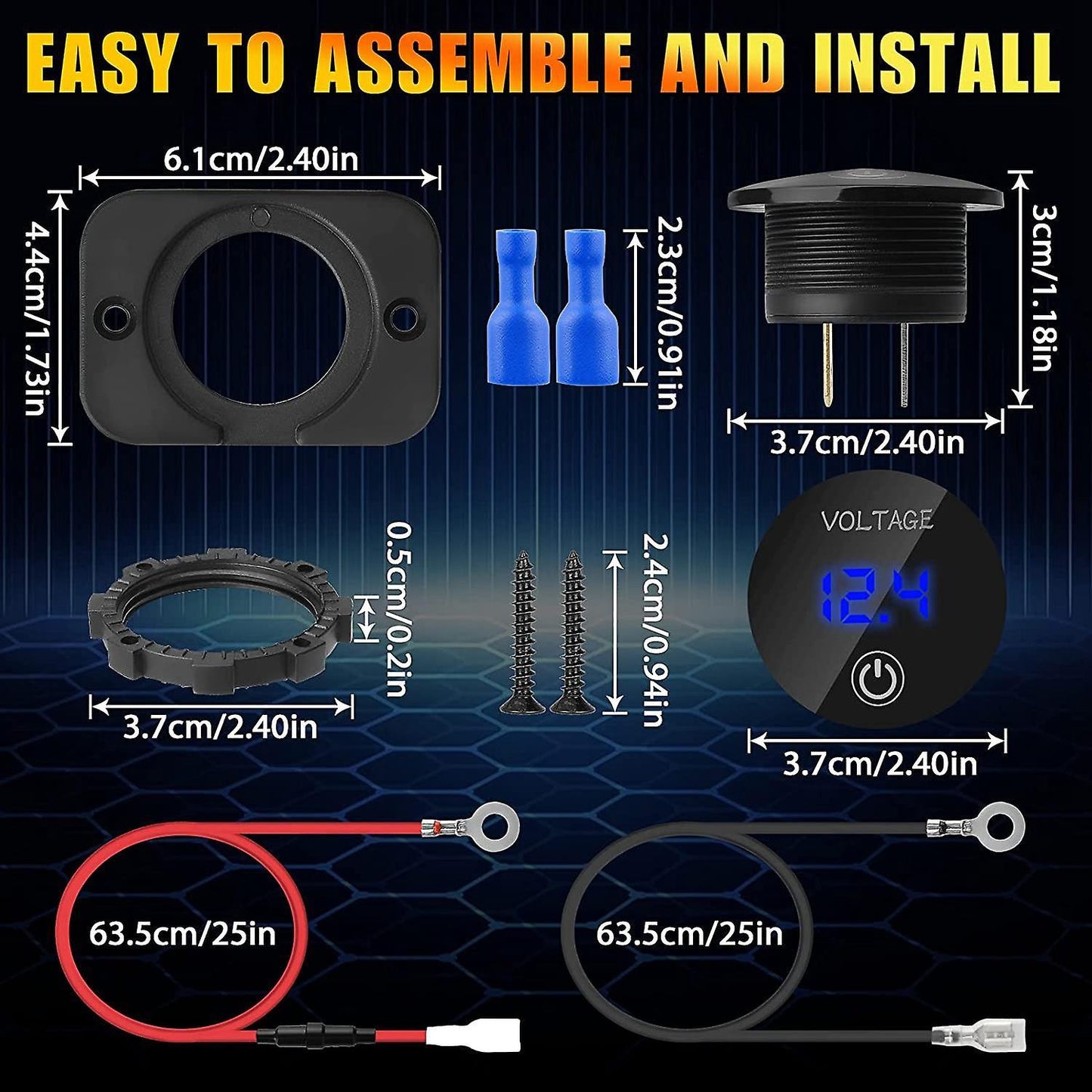 12v Voltage Gauge Dc12v 24v Waterproof for Boat Marine Truck Atv Utv