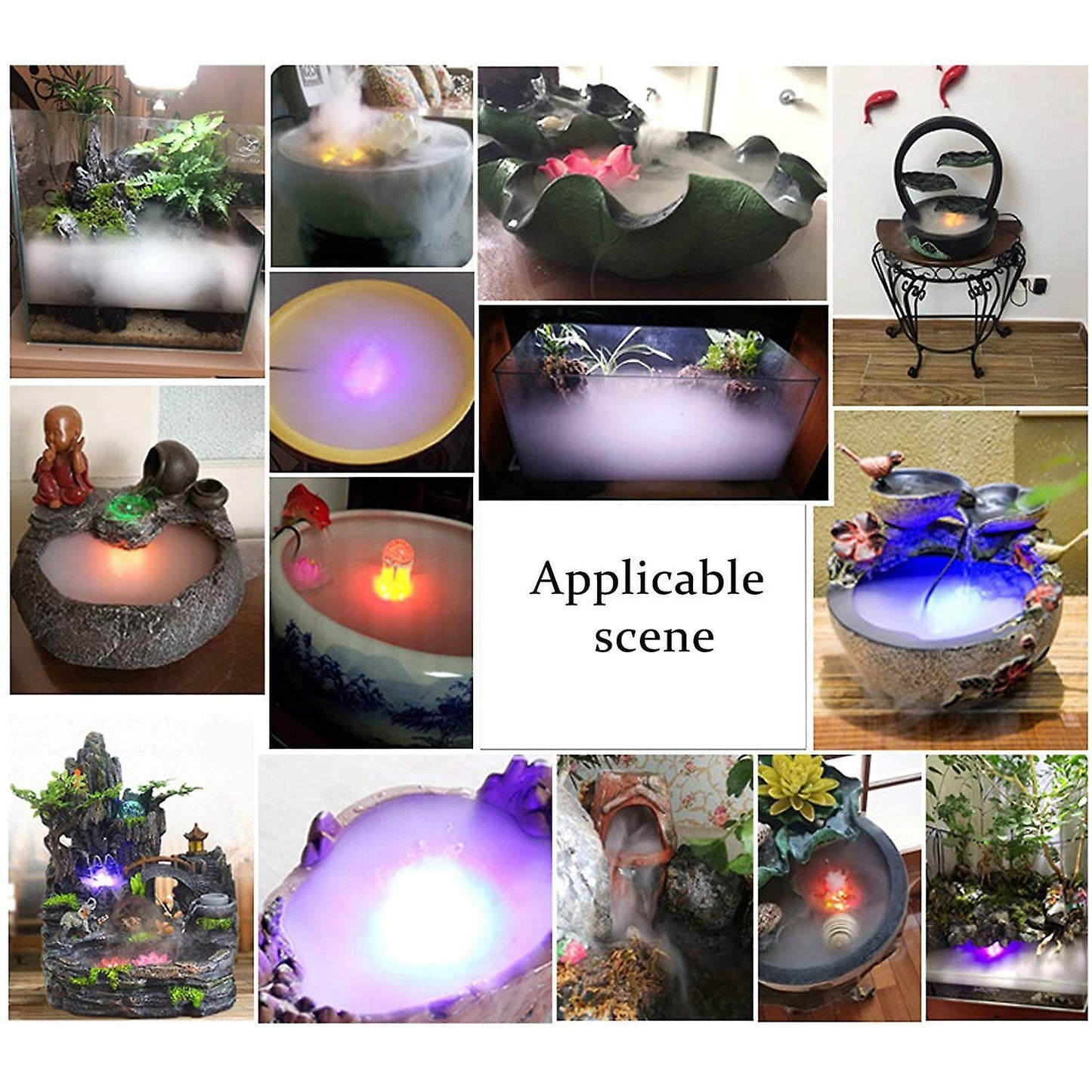 Mini Mist Maker, 12 Led Mister Fogger Water Fountain Pond Fog Machine