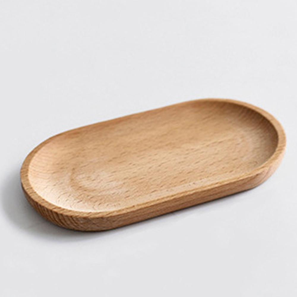 Mini Serving Tray for Jewellery Key Coin Set Of 2, Wood Dessert Tray