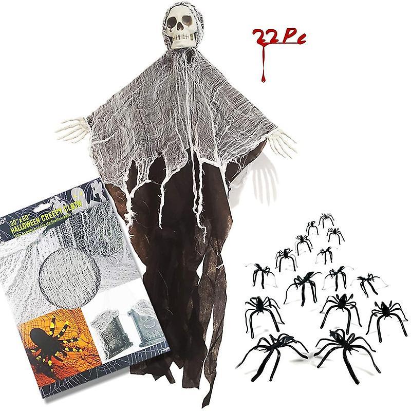 Halloween Decor Props Scary Halloween Hanging Ghost with Skull Face