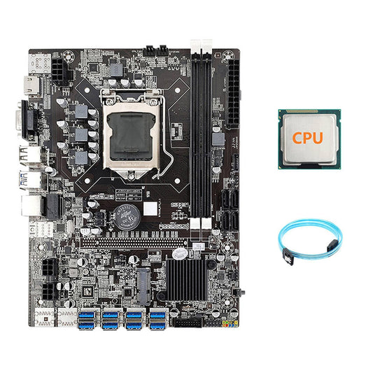 B75 Eth Mining Motherboard 8xpcie Usb Adapter+cpu+sata3.0 Cable