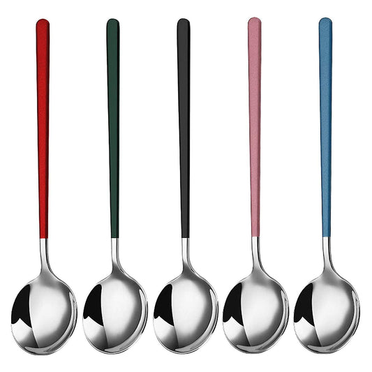 5 Pack Soup Spoons,stainless Steel for Dinner Long Handle Table Spoon