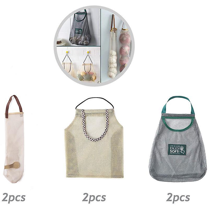 Hanging Storage Vegetable Mesh Bag Washable Wall Hanging Fruit Basket
