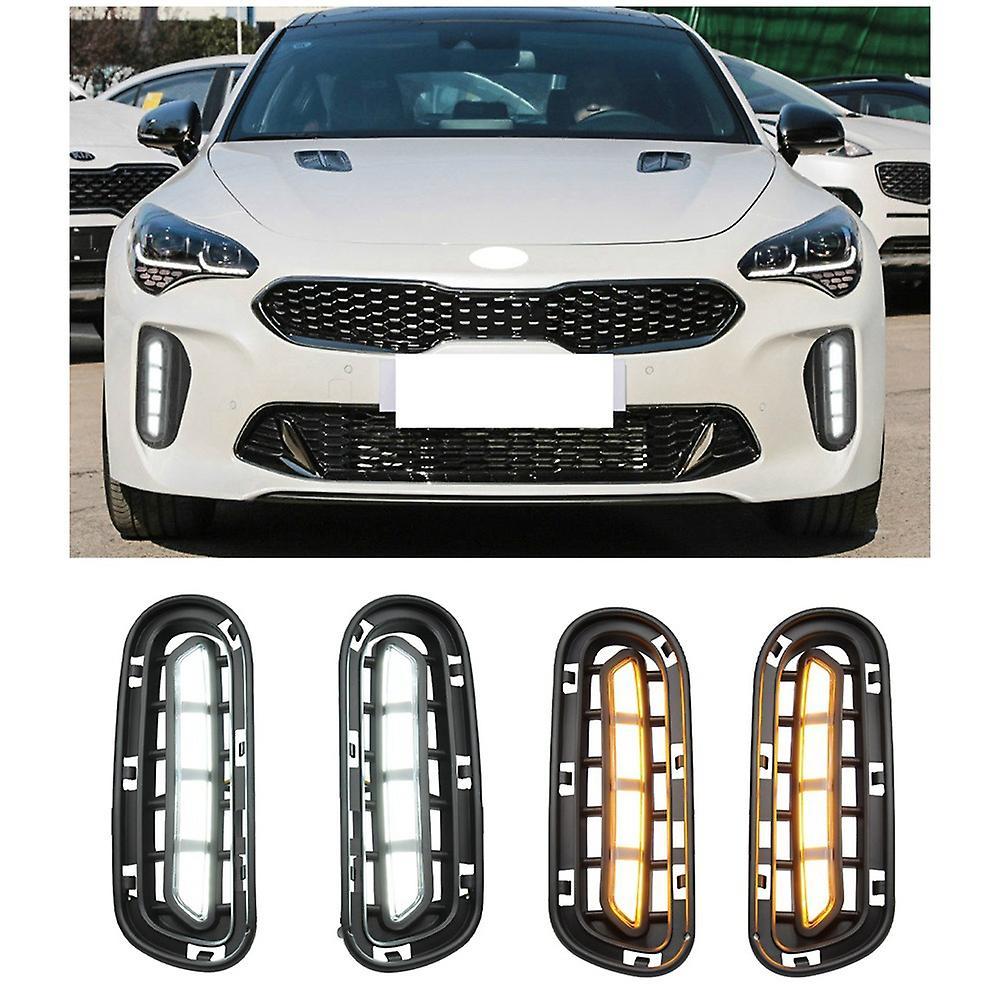 For Kia Stinger 2017-2020 Car Fog Light Led Drl Daytime Running Light