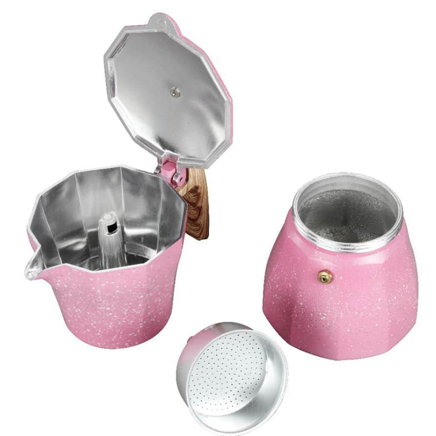 Latte Mocha Percolator Pot Stovetop Coffee Maker 300ml Pink