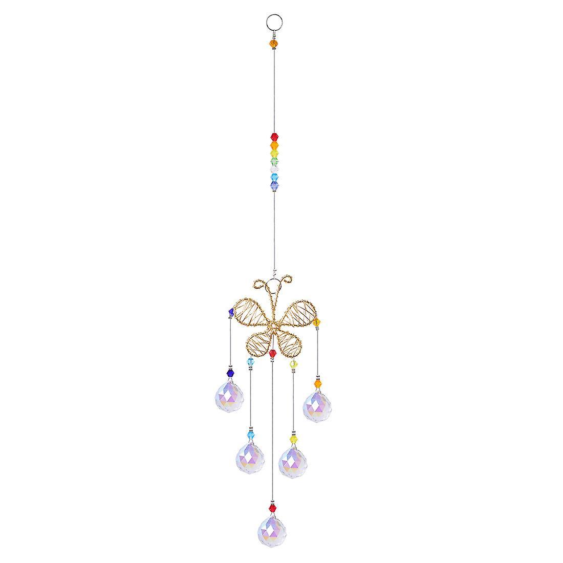 Hanging Crystal Suncatcher Ornaments with Butterfly Decor Rainbow