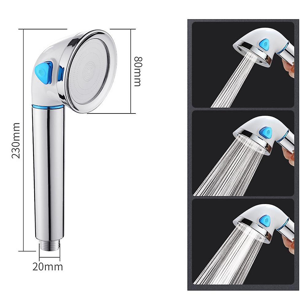 Pressurized Water Saving Hose Showerhead Shower Head Silver