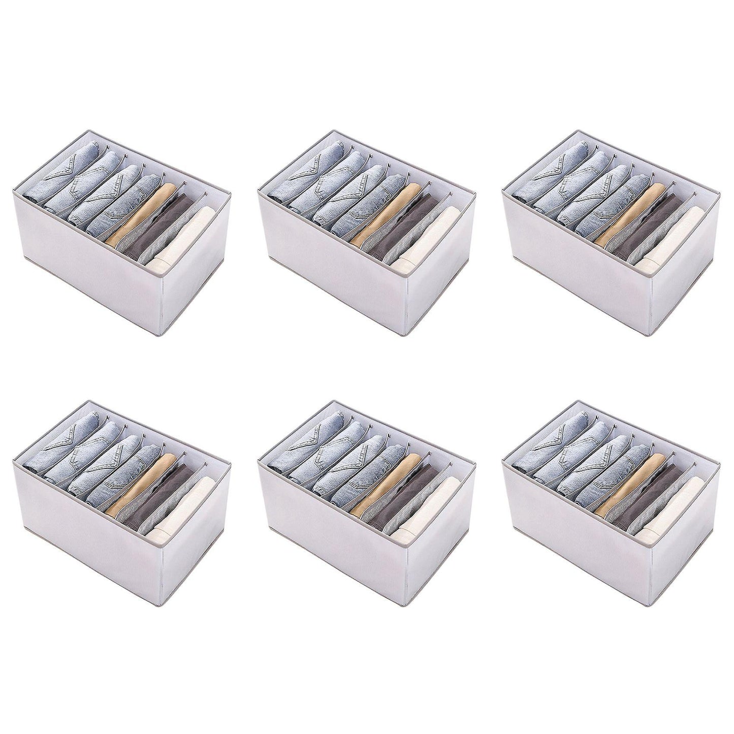 Pp Wardrobe Clothes Organizer Jeans Compartment Storage Box, Gray, L