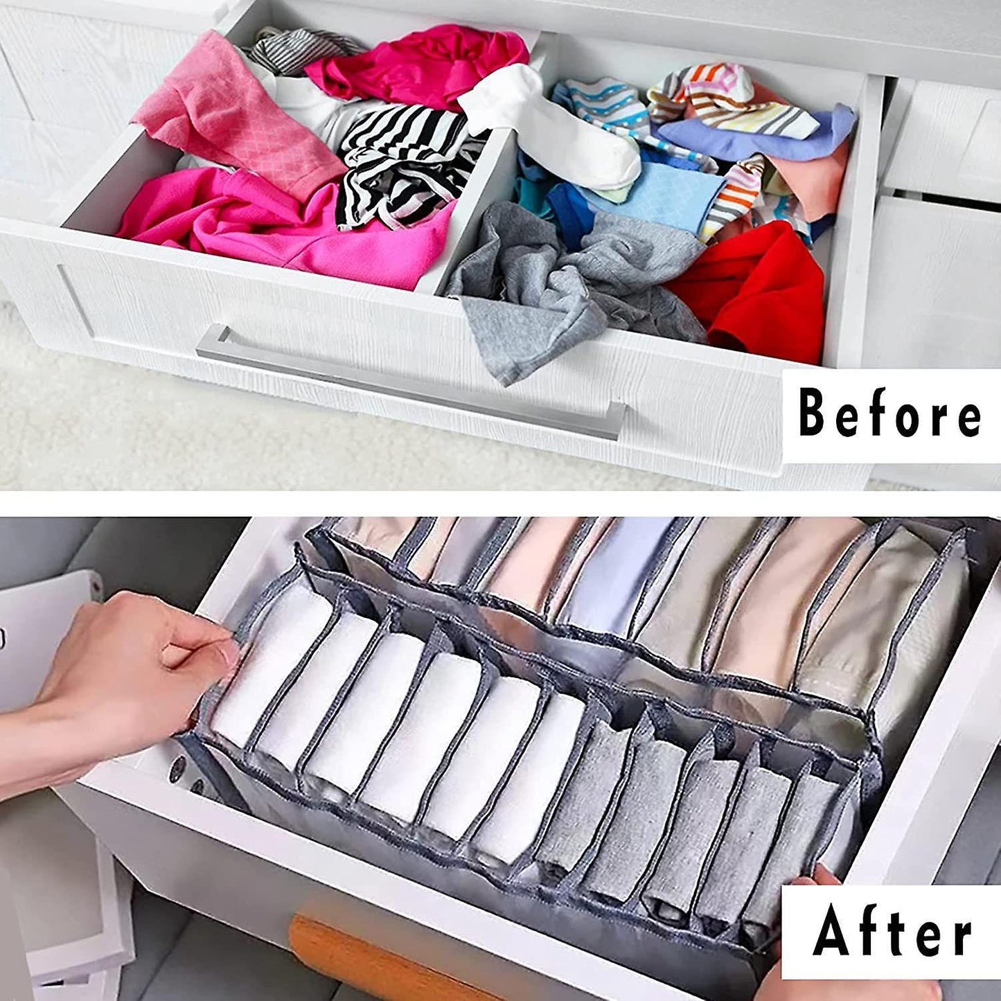 4 Set Underwear Drawer Organizer Sock Organizer,nylon Mesh - Black