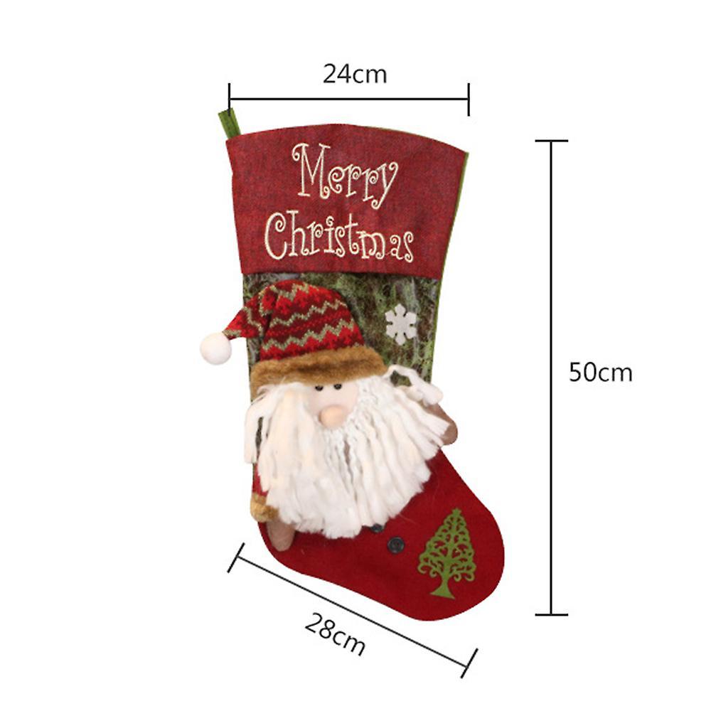Large Christmas Stockings with 3d Santa Claus Snowman for Xmas , B