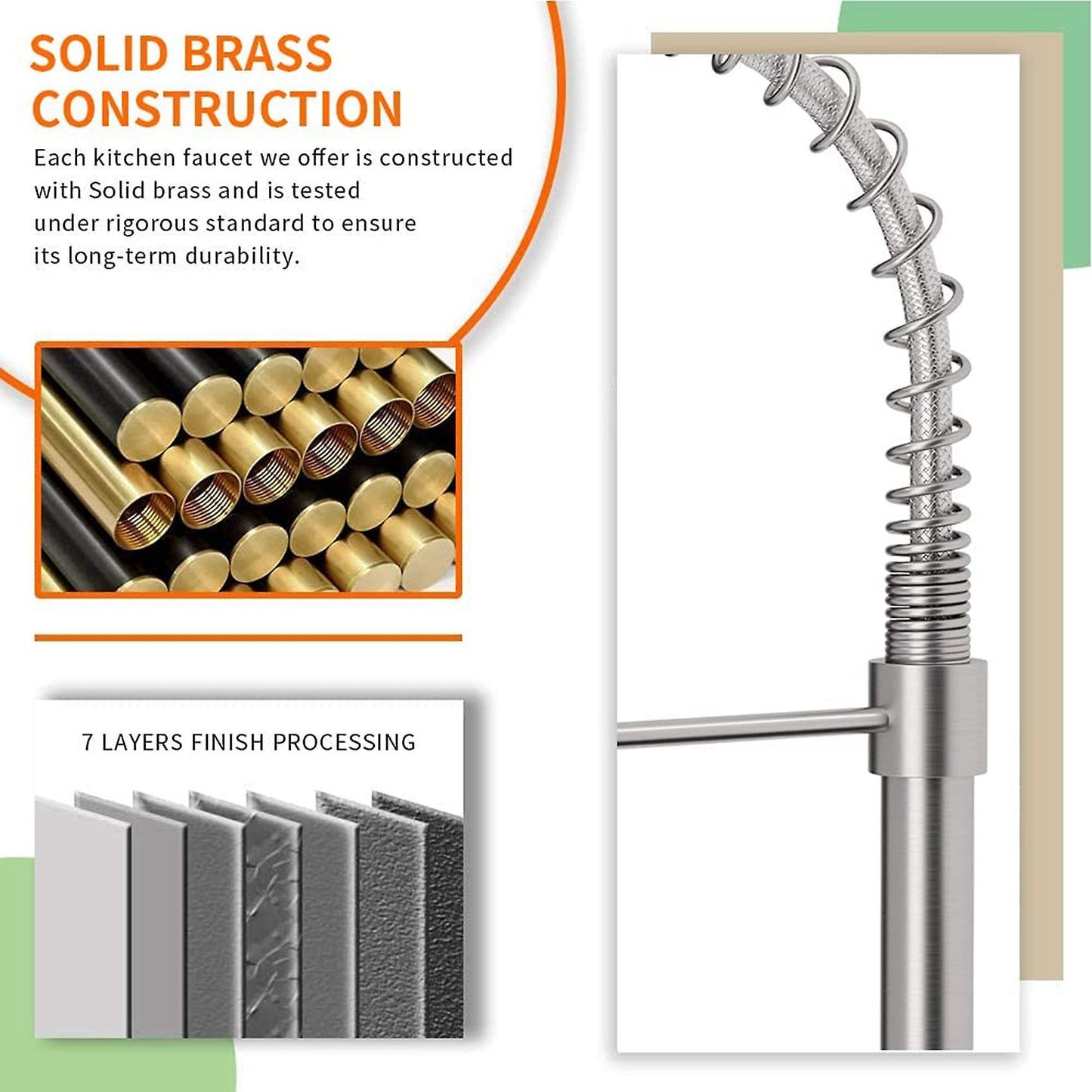Faucet Low Lead Commercial Solid Brass Single Handle Pull-down