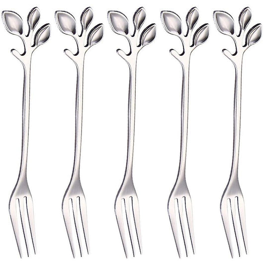 Leaf-shaped Handle Dessert Fork Fruit Salad Meat Kitchen Accessories
