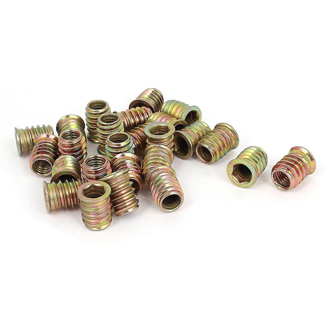 25 Pcs M8 E-nut Screws Hex Socket Nut Fittings, Brass Tone