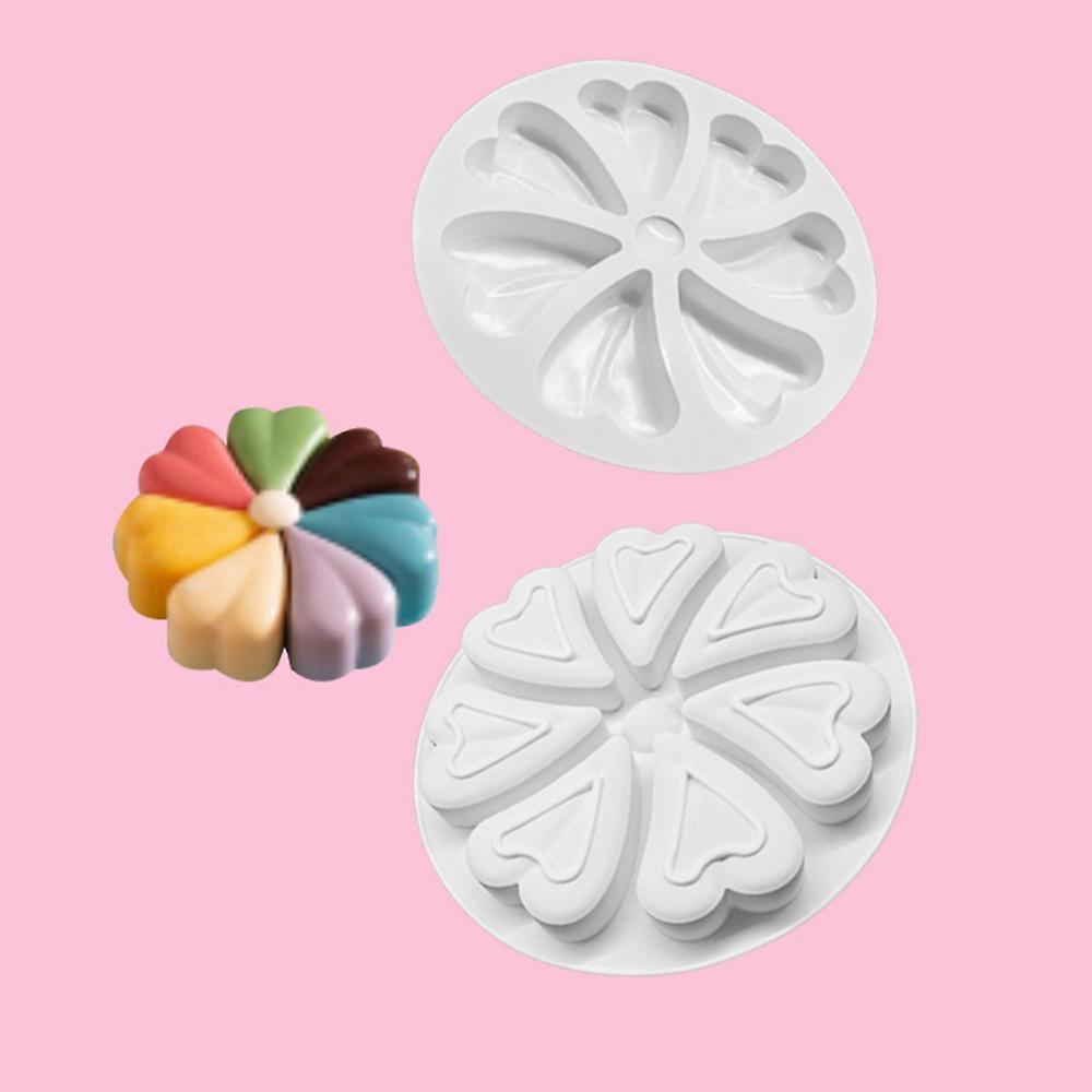 Heart Shaped Flowers Design Silicone Cake Molds Baking Tools