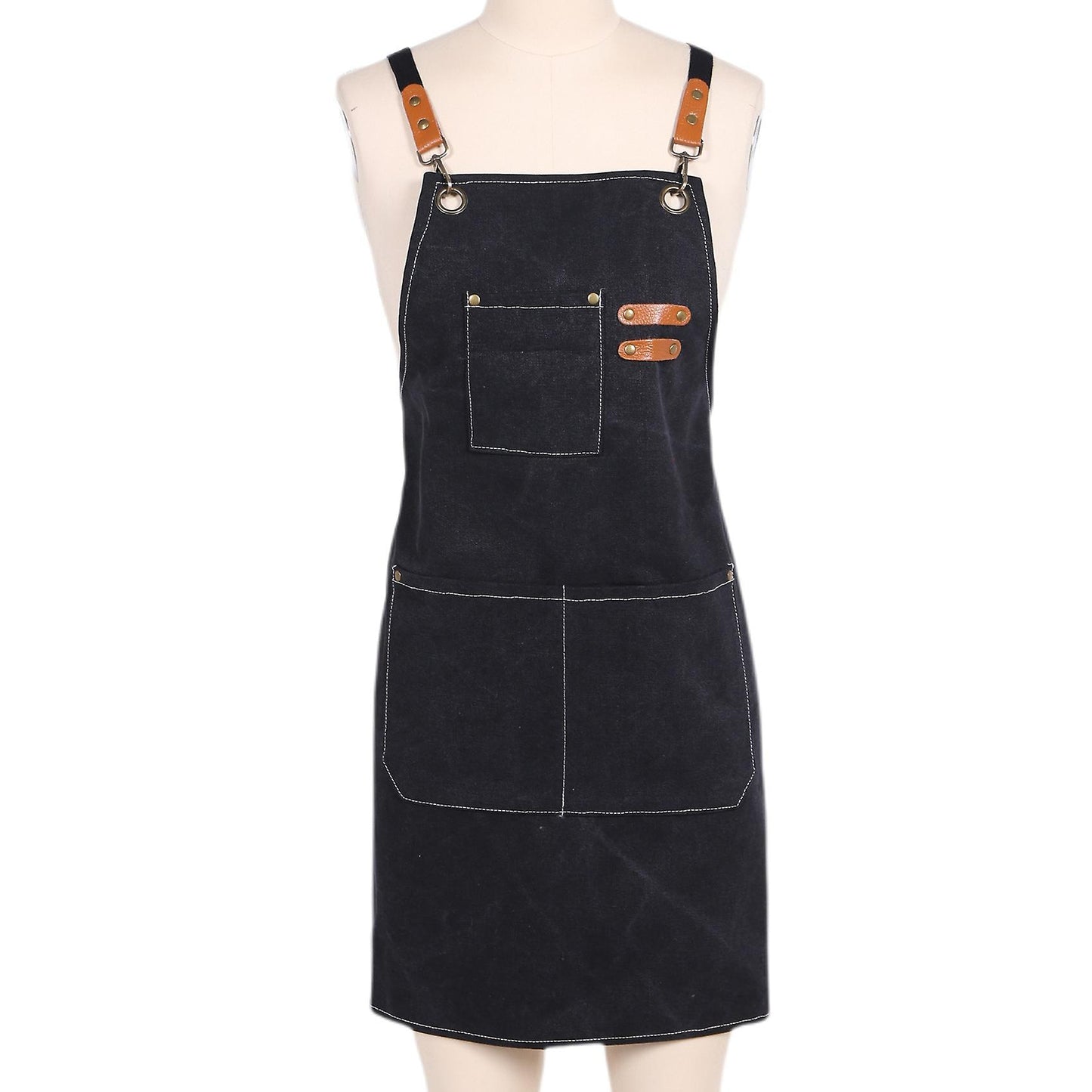 Canvas Kitchen Apron for Men Women Cooking Apron 3 Pockets(black)