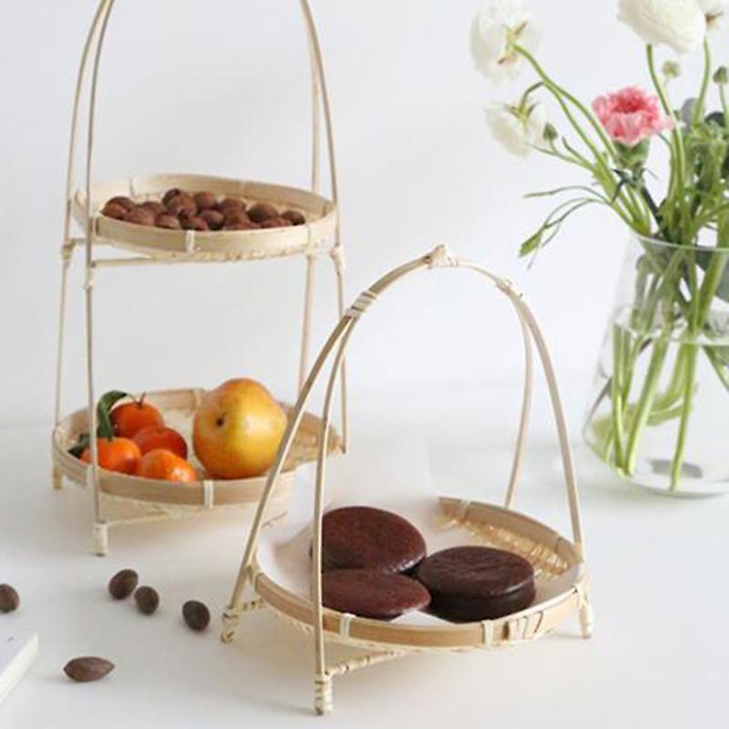Bamboo Weaving Straw Baskets Fruit Bread Food Storage -single Layer