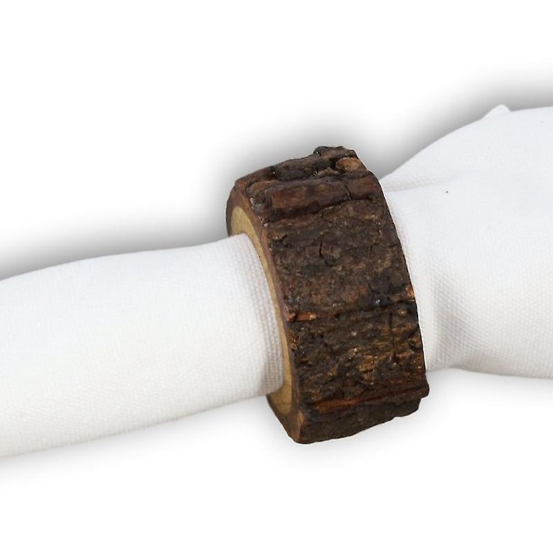 10 Pcs Handcrafted Rustic Wooden Napkin Rings for Table Decoration