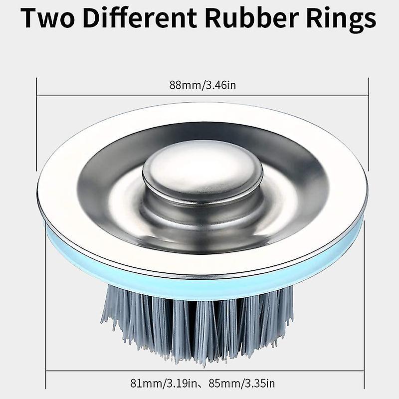 Kitchen Sink Stopper with Brush, Diameter 3.46in for Garbage Disposal