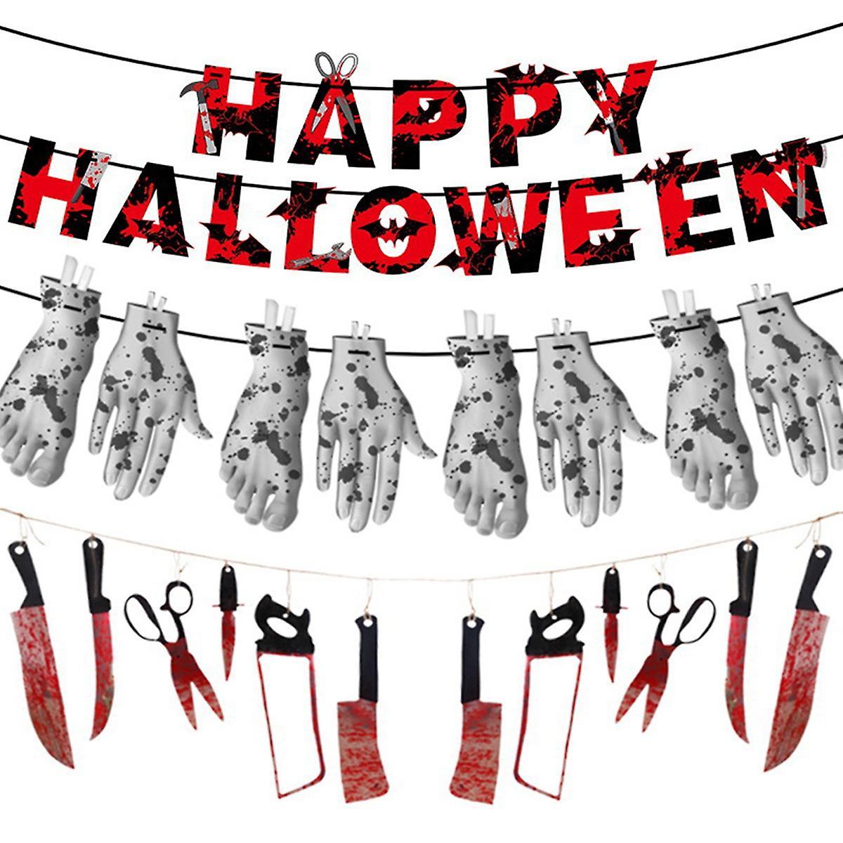Halloween Banner Paper Pull Citi Decoration Supplies Knife String