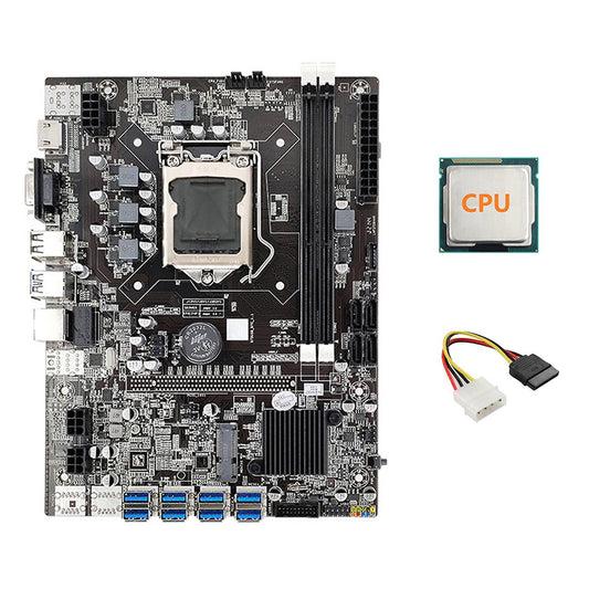 B75 Eth Mining Motherboard 8xpcie Usb Adapter+cpu+ Ide to Sata Cable