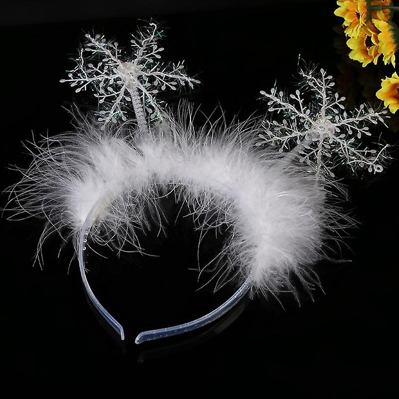 6pcs Christmas Ornaments Christmas Headdress Snowflake Headband White