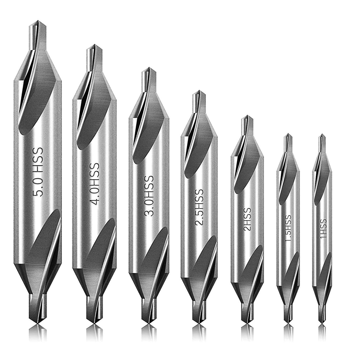 7 Pcs Center Drill Bits Set 60-degree Angle Center Drill for Lathe