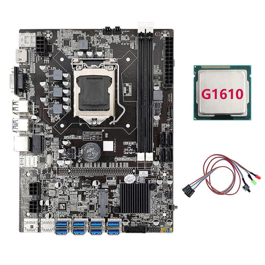 B75 Eth Mining Motherboard+g1610 Cpu+switch Cable with Light Ddr3