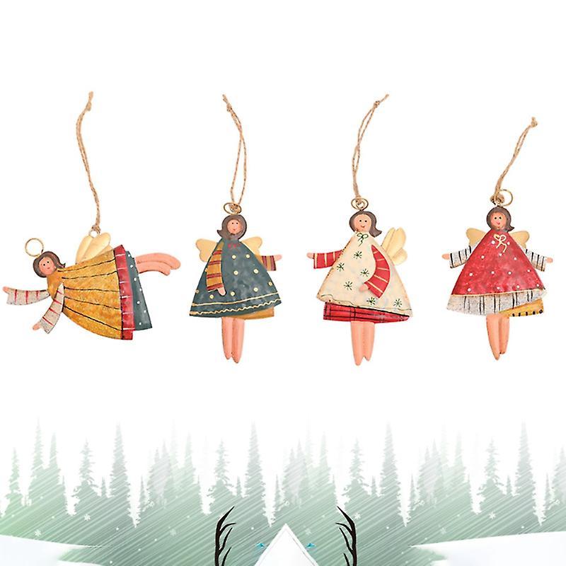 4 Pcs Christmas Metal Dancing Angel Pendants Ornaments for Home Party