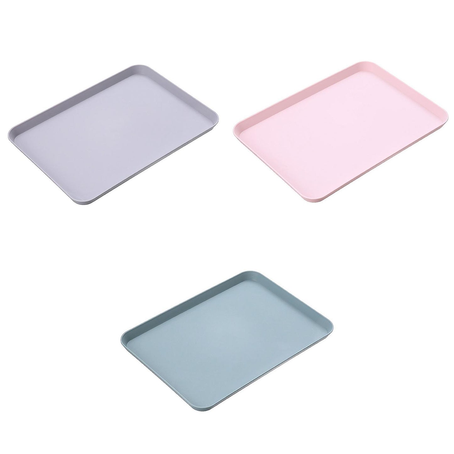 3 Pcs Nordic Rectangular Tea Tray Plastic Storage Tray Home Small