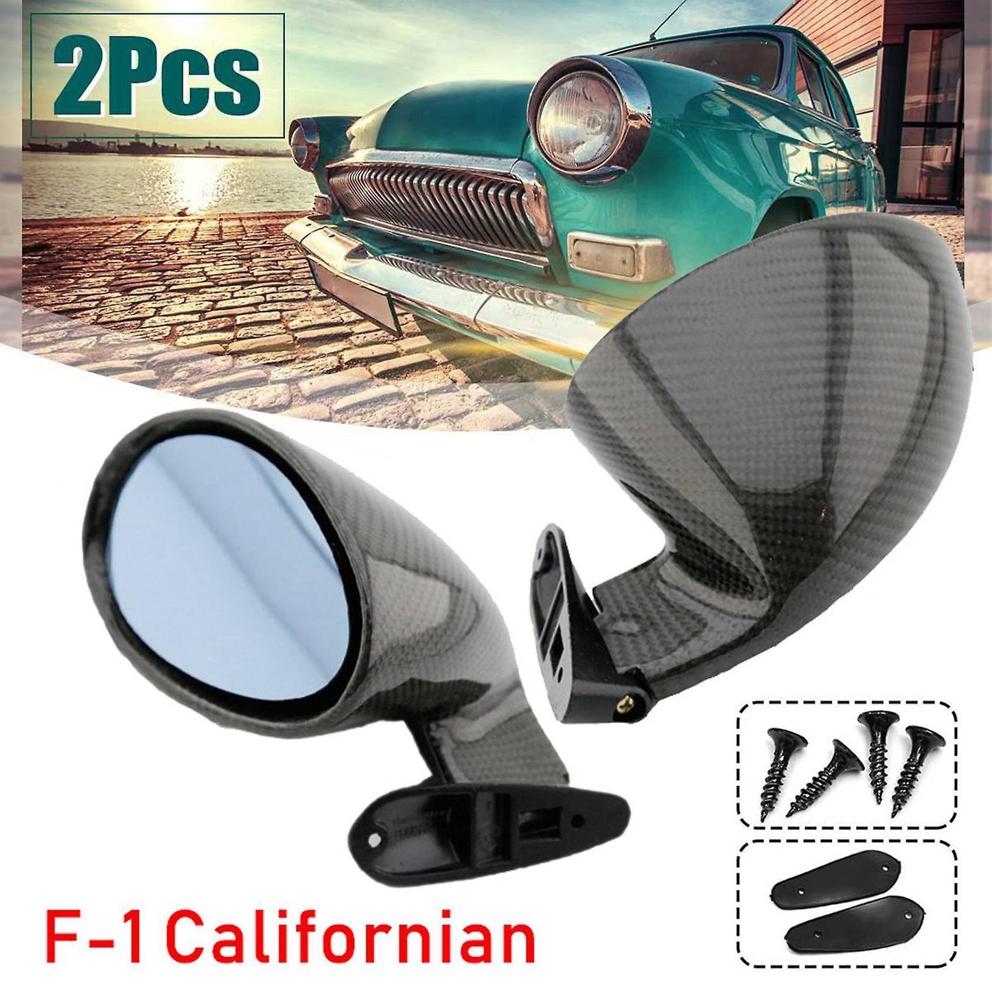 2 Set Classic Door Wing Side Mirror Rearview Mirror California Style