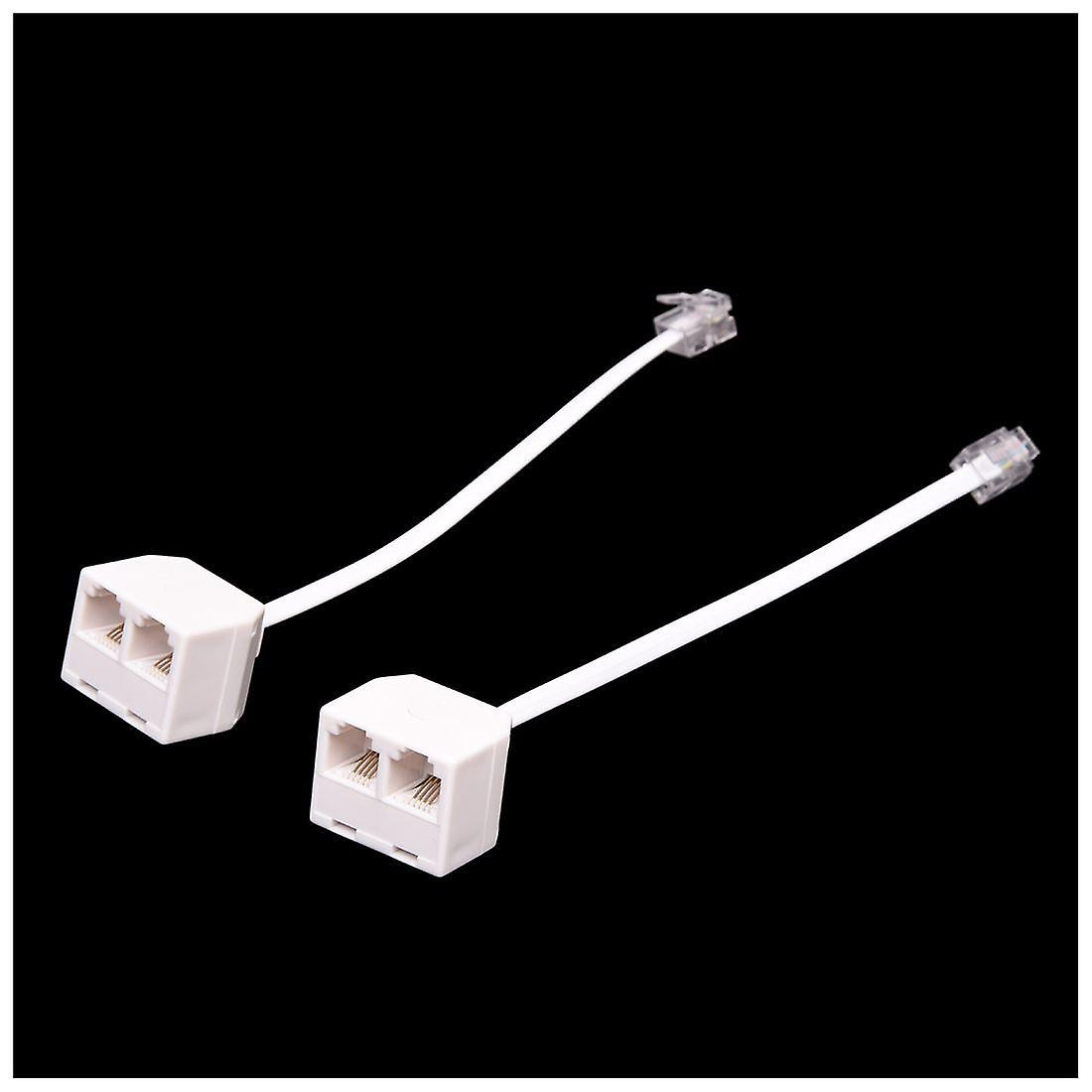 2pcs 6p4c Rj11 Dual Female to Male Telephone Cable Splitter Adapter