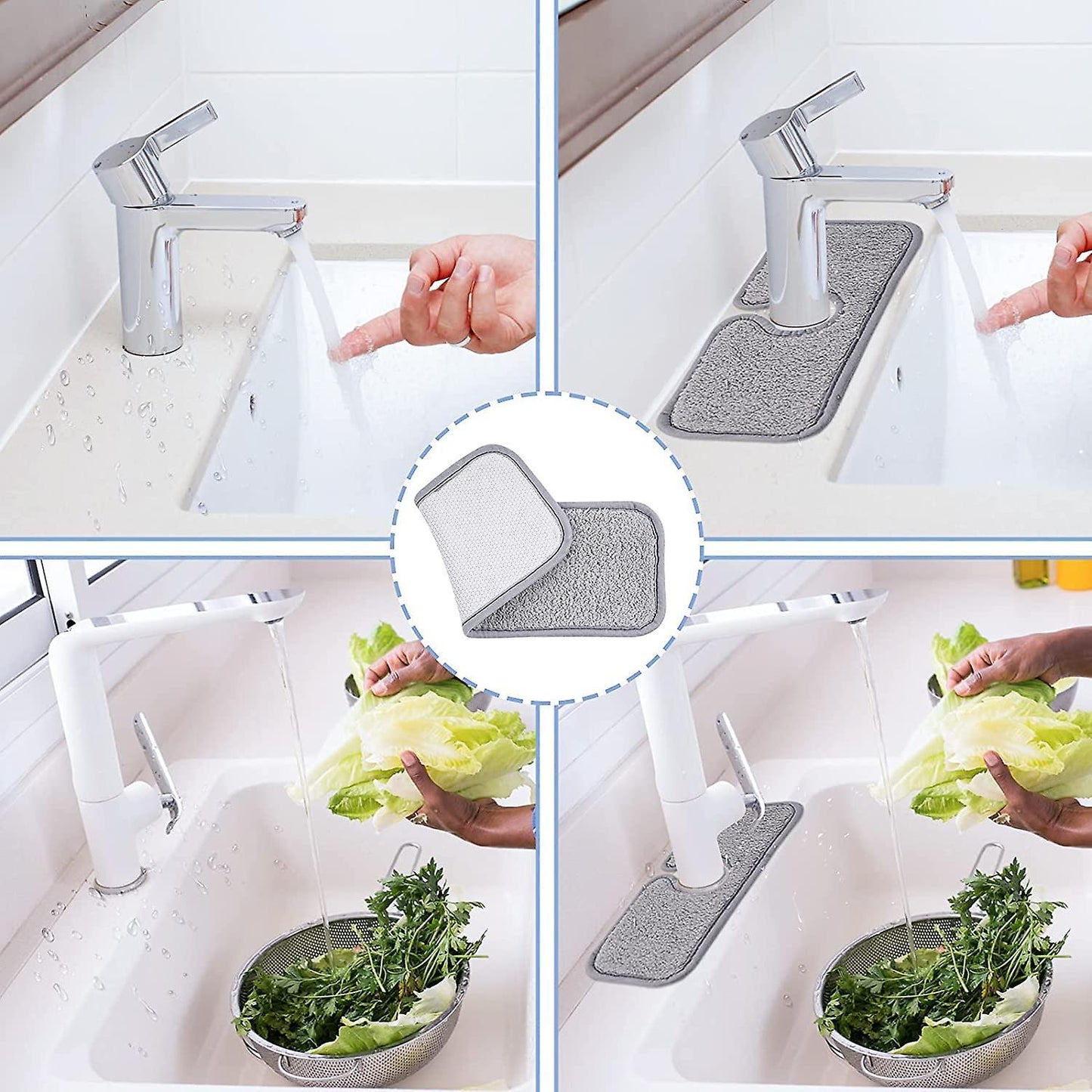 2-piece Faucet Absorbent Pad Sink Splash Plate Suitable for Faucets
