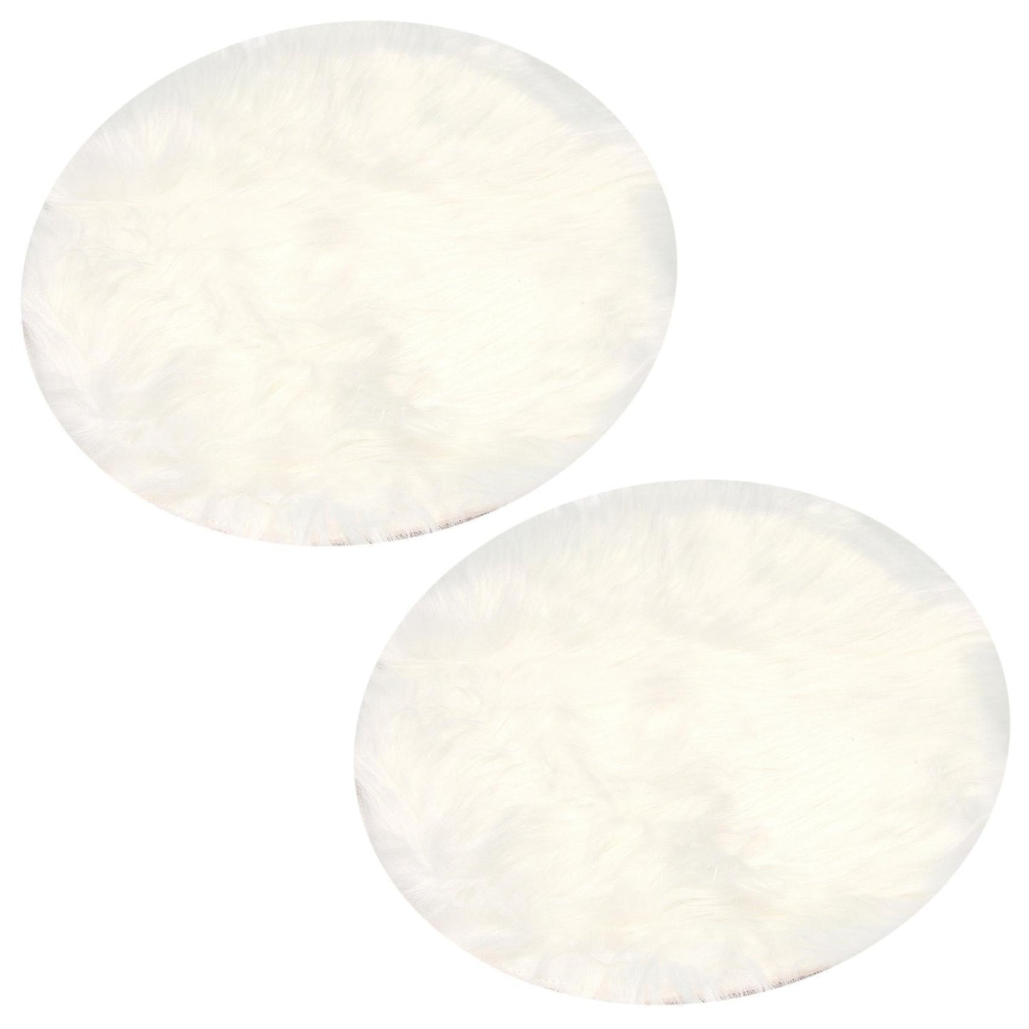 2x Faux Peau De Mouton En Laine Tapis 30 X 30 Cm Natte (rond Blanc)