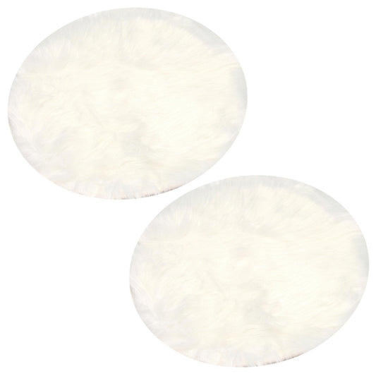 2x Faux Peau De Mouton En Laine Tapis 30 X 30 Cm Natte (rond Blanc)
