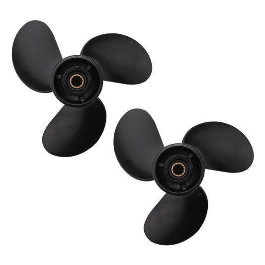 2x Outboard Propeller 3b2w64517-1 Aluminum Alloy 3 Blades Black