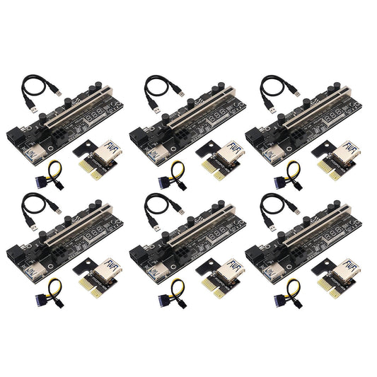 6 Set Pcie Riser 1x to 16x Graphic Extension with Temperature Sensor