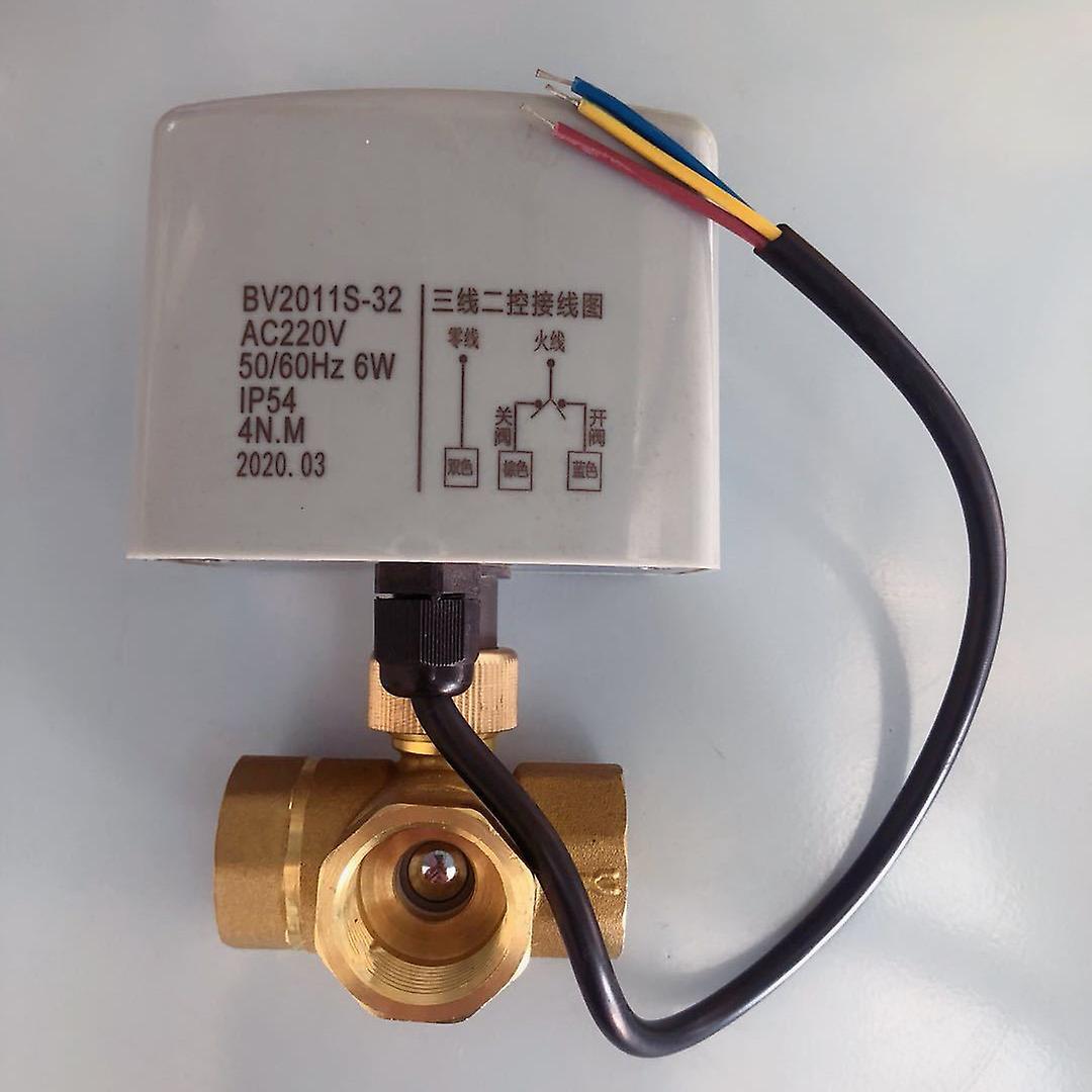 1 Brass Dn32 3-way L-type Three-wire Two-control Ac220v Ball Valve