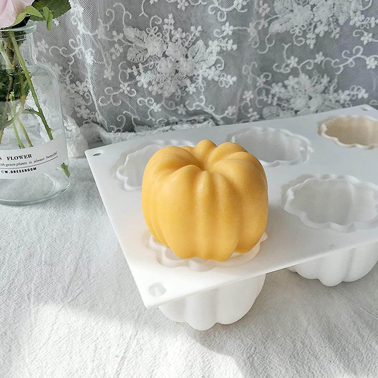 Candle Molds,6 Cavity 3d Pumpkin for Candle Making,baking Mousse Cake
