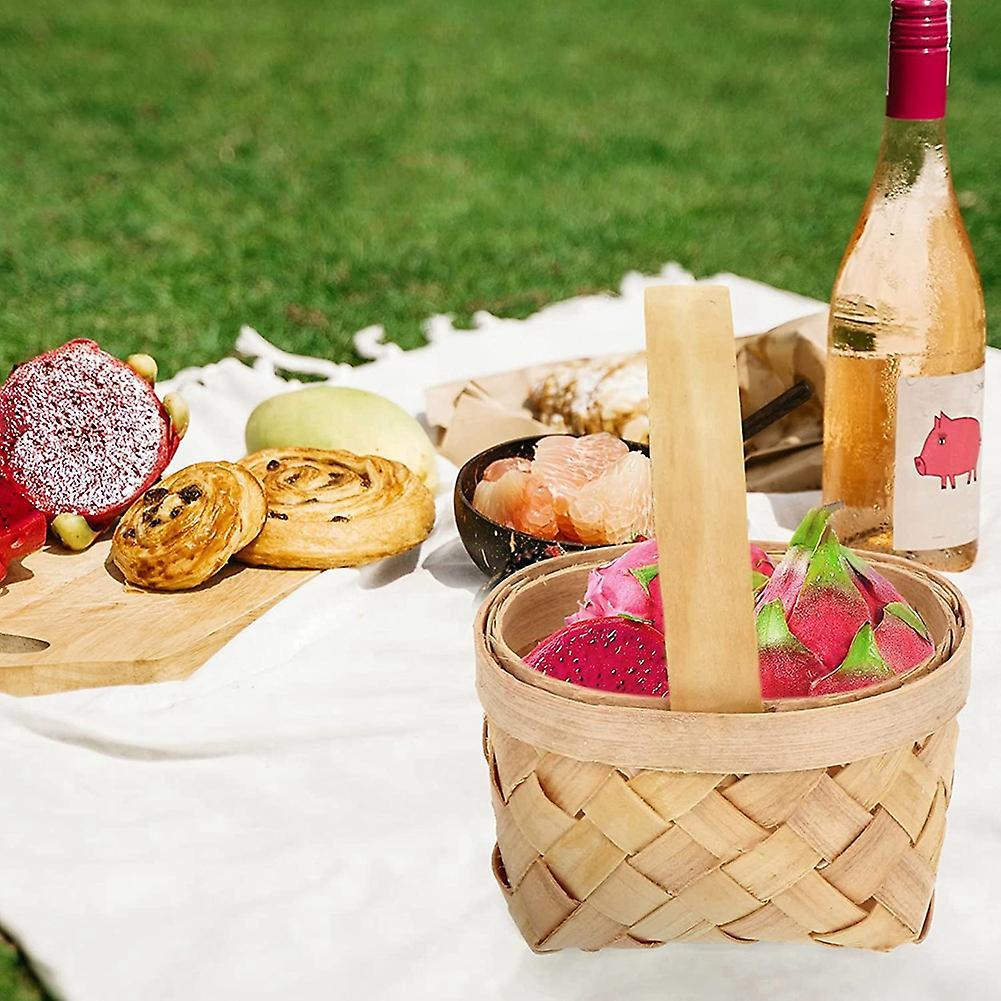 4pcs Woven Basket with Handle Wedding Flower Girl Basket Party Gift